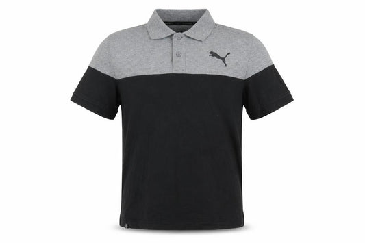 Front view of Puma Men's Black & Grey Colourblock Polo Shirt, size S