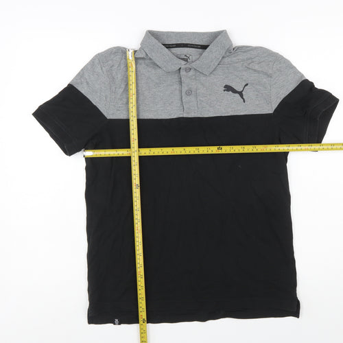 Puma Men's Black & Grey Colourblock Polo Shirt Size S