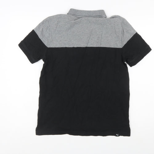 Puma Men's Black & Grey Colourblock Polo Shirt Size S