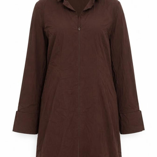 H&M Divided Brown Cotton Shirt Dress Women’s Size 12 Long Sleeve Zip