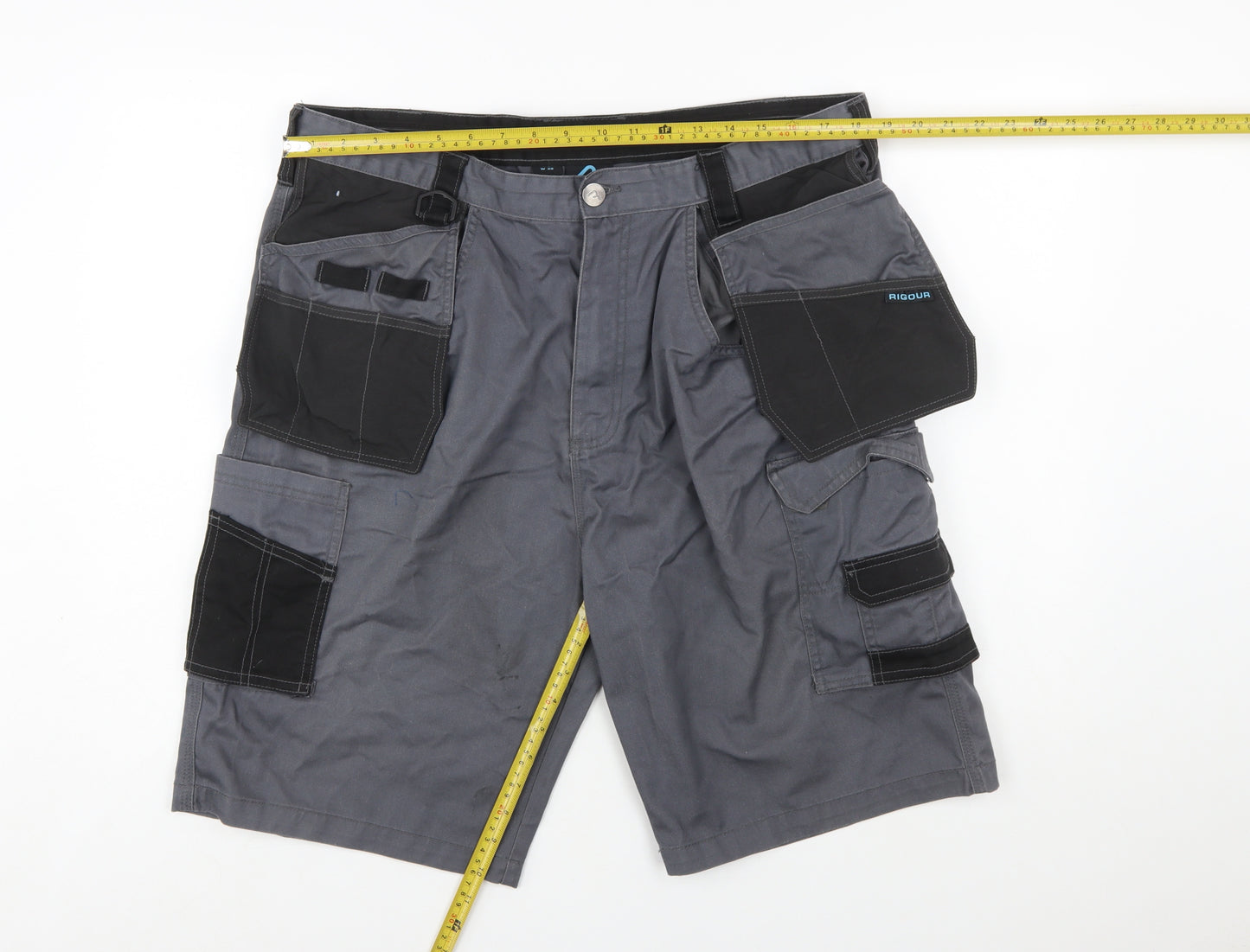 Rigour Men's Grey Cargo Work Shorts W38 Regular Fit
