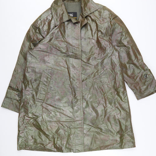 London Fog Women's Green Mid-Length Rain Coat Size 6 Regular