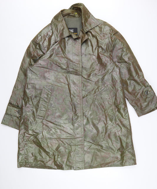 London Fog Women's Green Mid-Length Rain Coat Size 6 Regular