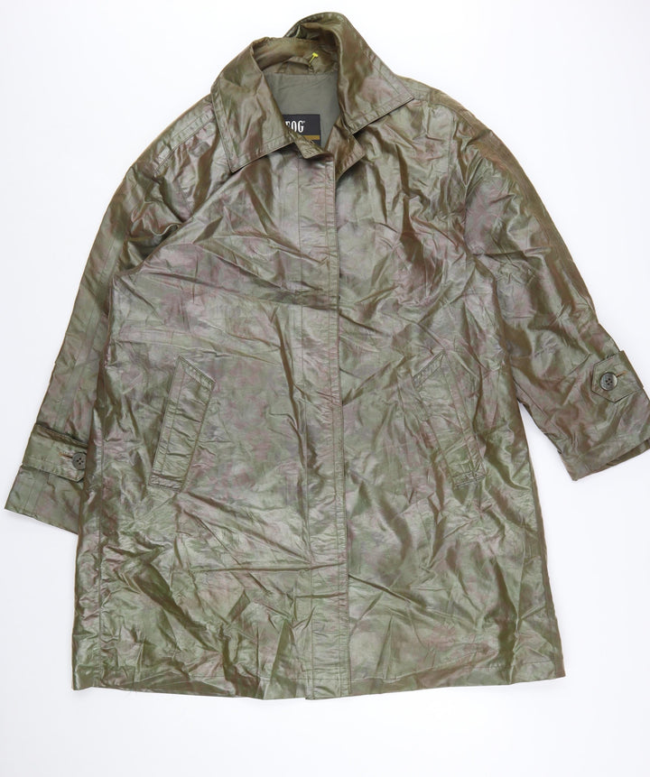 London Fog Women's Green Mid-Length Rain Coat Size 6 Regular