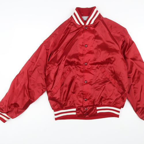 Dunbrooke Pla-Jac Men's Red Varsity Satin Jacket Size M 40in Retro Sports Style