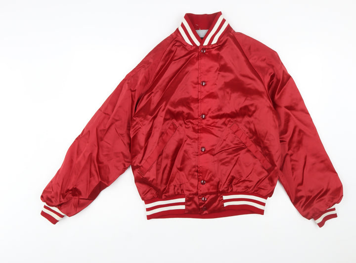 Dunbrooke Pla-Jac Men's Red Varsity Satin Jacket Size M 40in Retro Sports Style