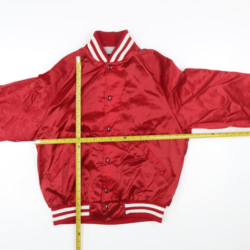 Dunbrooke Pla-Jac Men's Red Varsity Satin Jacket Size M 40in Retro Sports Style