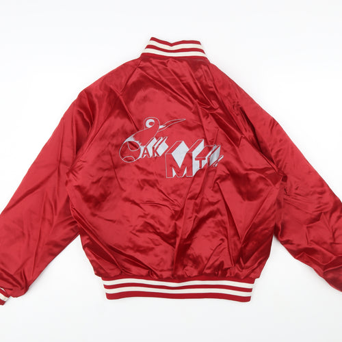 Dunbrooke Pla-Jac Men's Red Varsity Satin Jacket Size M 40in Retro Sports Style