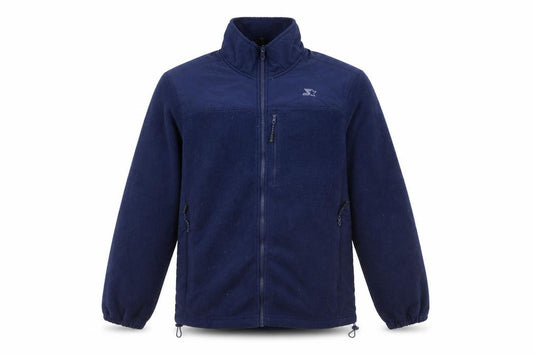 Front view of Starter Men's Blue Full Zip Fleece Jacket, size S, 34-36 Regular Fit