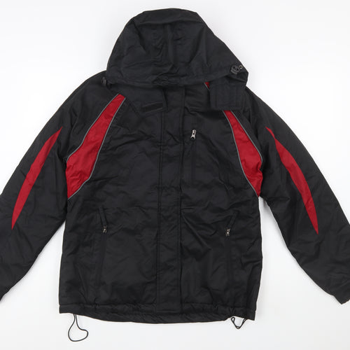 Spada Men's Black Red Motorcycle Jacket Hooded Lined Size M