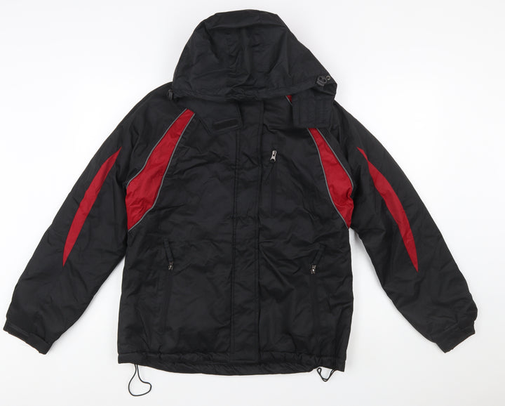 Spada Men's Black Red Motorcycle Jacket Hooded Lined Size M
