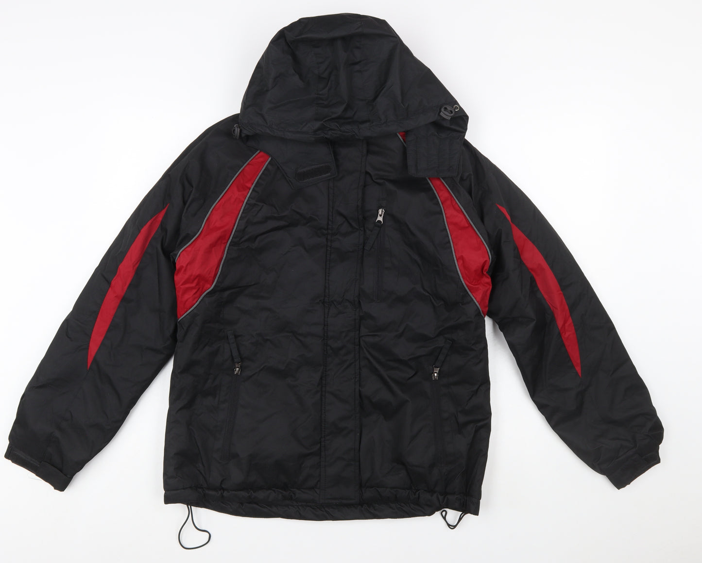 Spada Men's Black Red Motorcycle Jacket Hooded Lined Size M