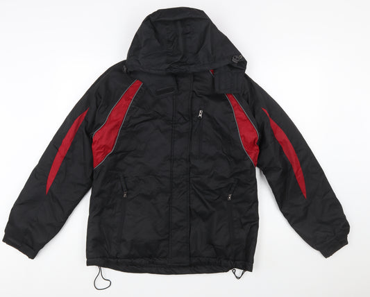Spada Men's Black Red Motorcycle Jacket Hooded Lined Size M