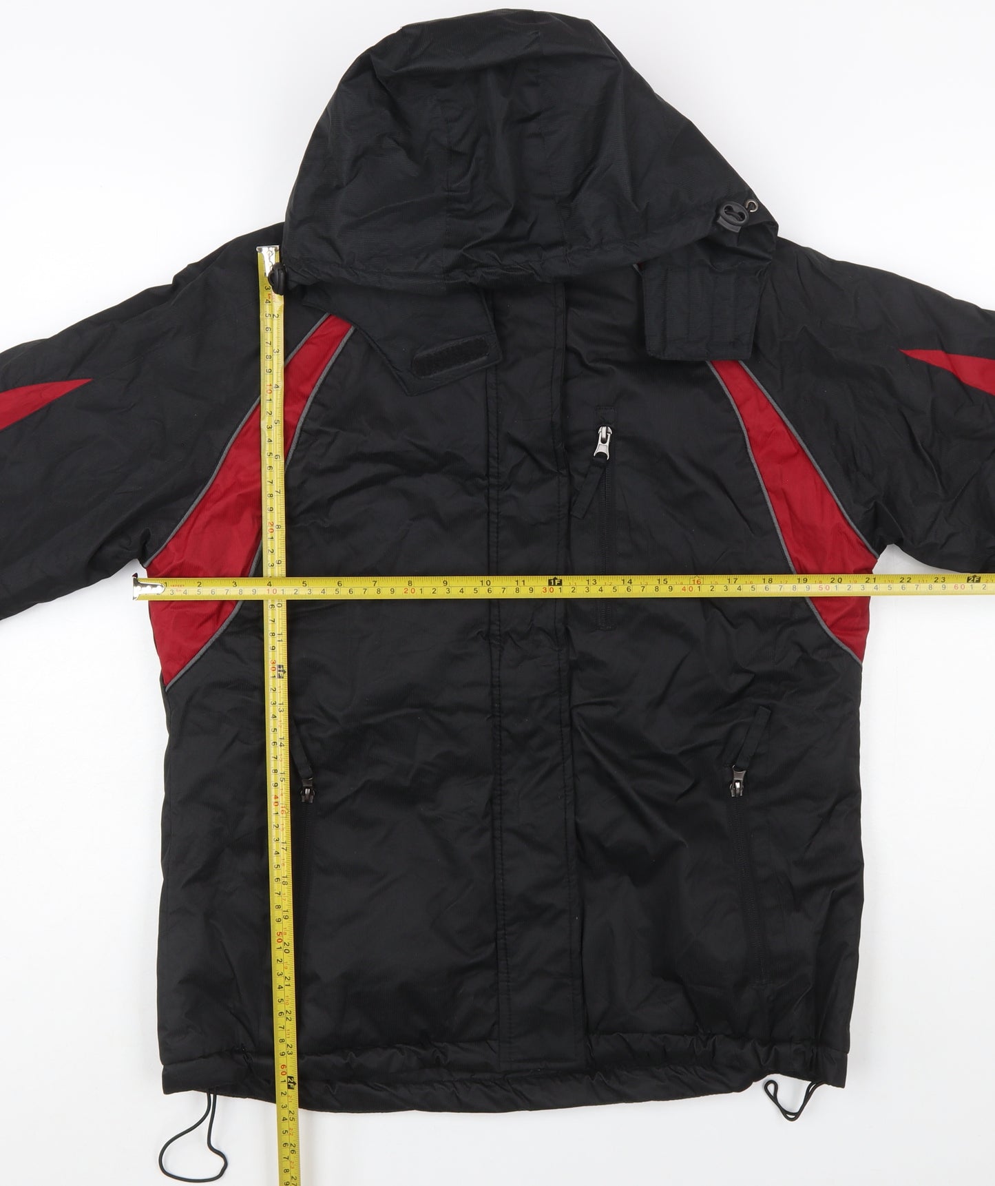 Spada Men's Black Red Motorcycle Jacket Hooded Lined Size M