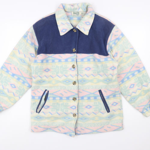 Cottage Cove Women's Multicoloured Fleece Jacket S Retro Geometric