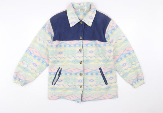 Cottage Cove Women's Multicoloured Fleece Jacket S Retro Geometric