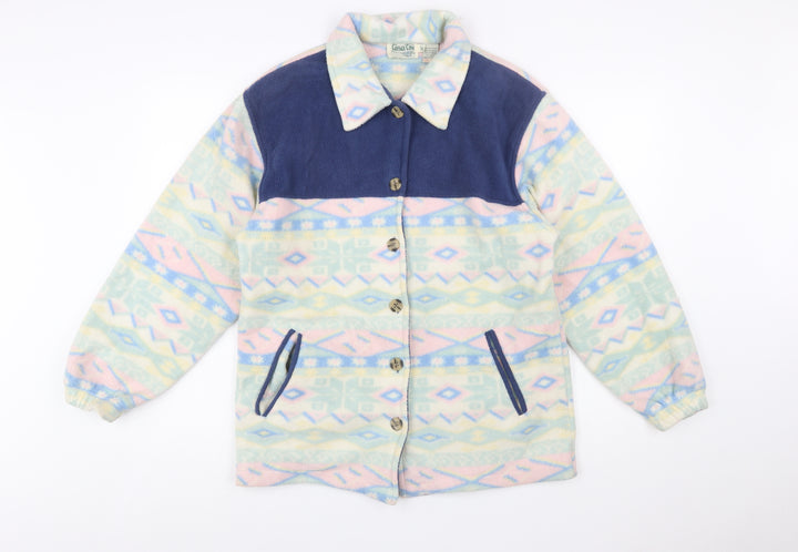 Cottage Cove Women's Multicoloured Fleece Jacket S Retro Geometric