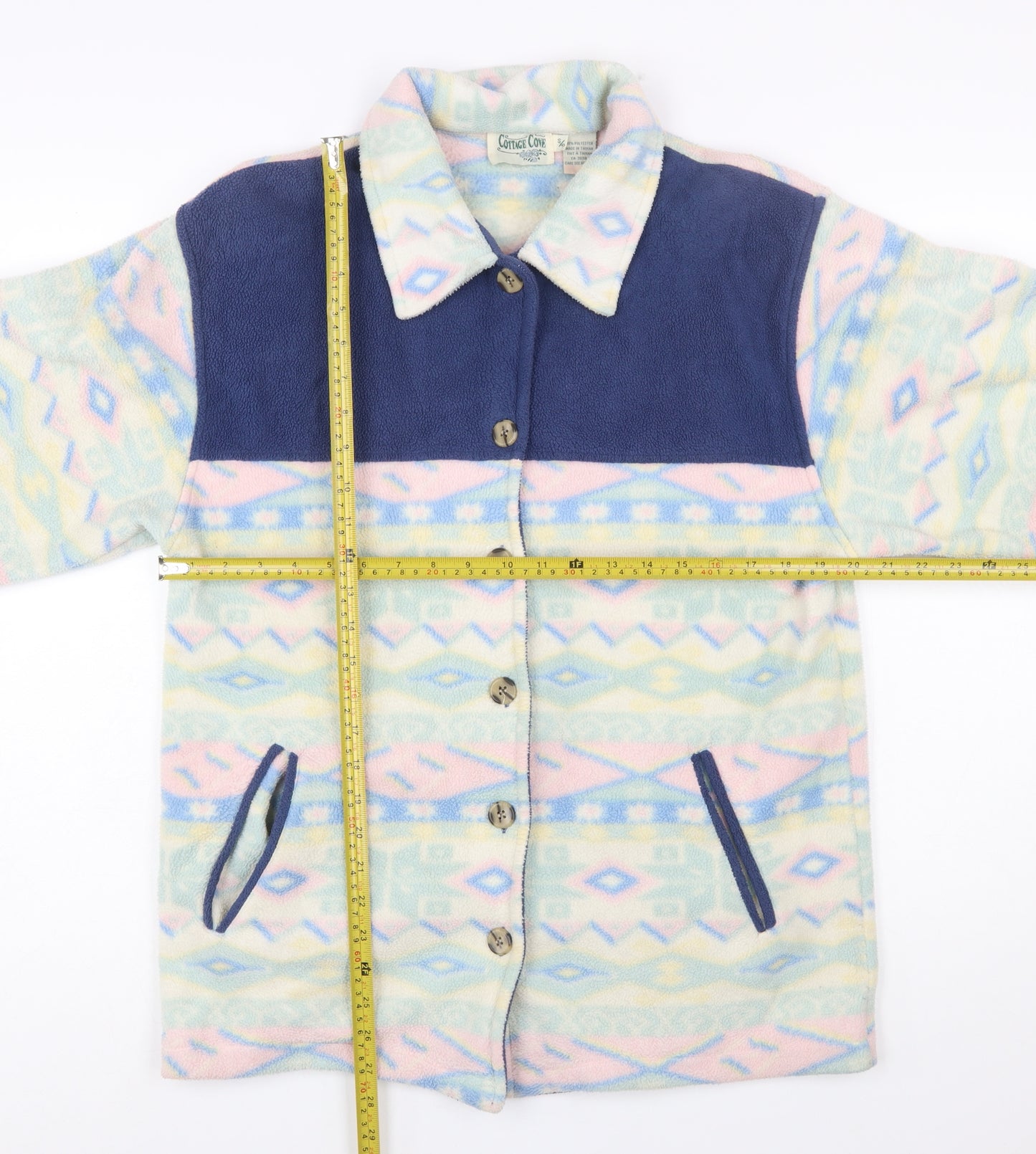Cottage Cove Women's Multicoloured Fleece Jacket S Retro Geometric