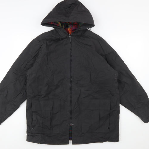 Misty Harbor Men’s Black PVC Hooded Rain Coat Jacket Size M Waterproof