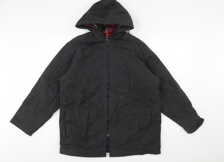Misty Harbor Men’s Black PVC Hooded Rain Coat Jacket Size M Waterproof