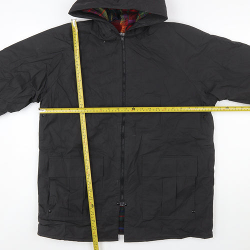 Misty Harbor Men’s Black PVC Hooded Rain Coat Jacket Size M Waterproof