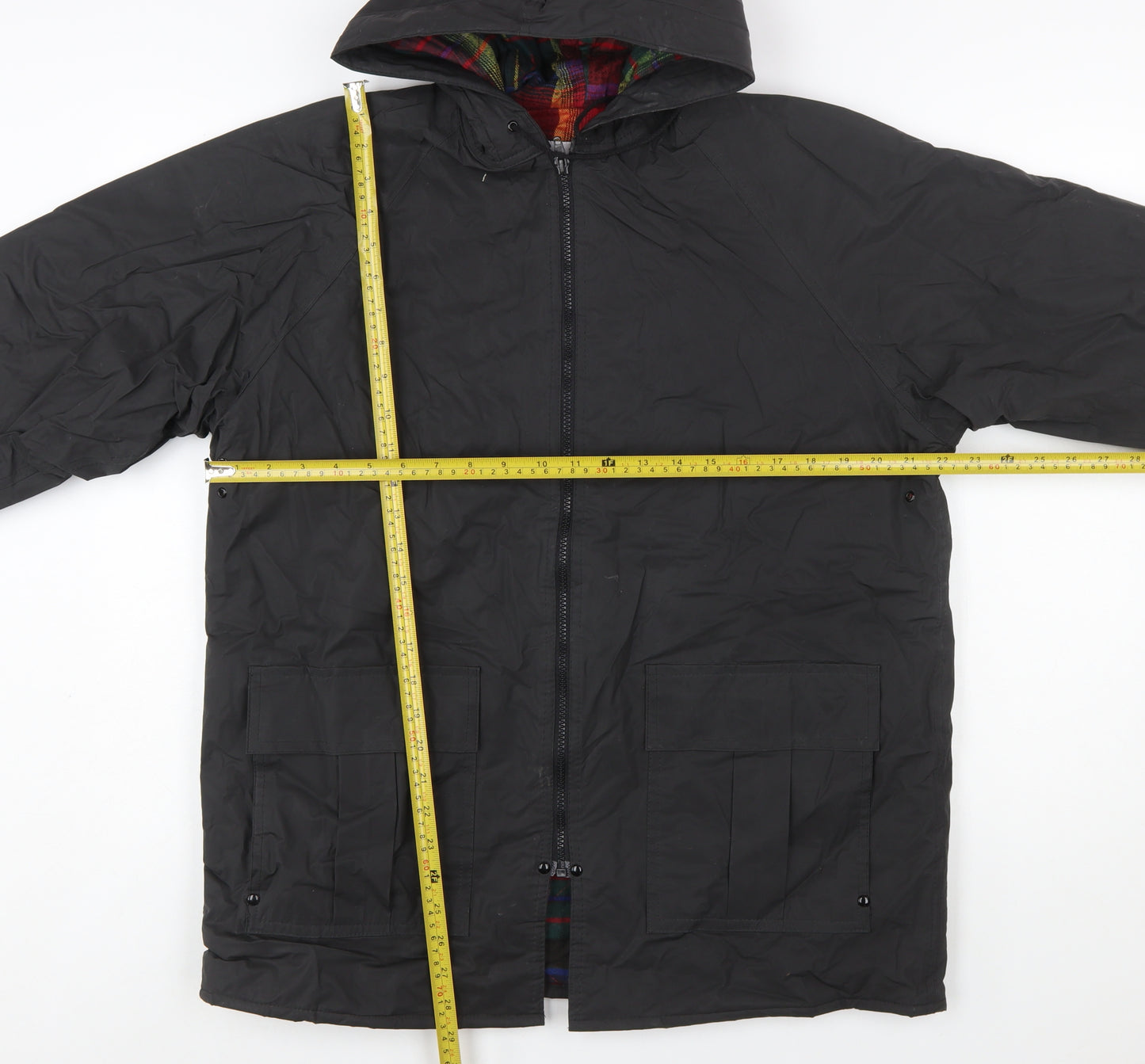 Misty Harbor Men’s Black PVC Hooded Rain Coat Jacket Size M Waterproof