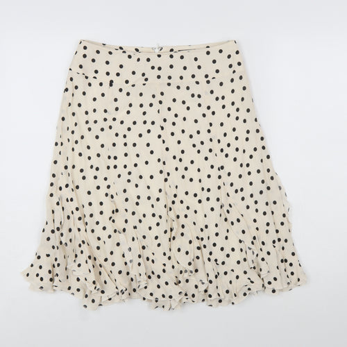 SET Womens Beige Polka Dot A-Line Ruffle Skirt Size 10