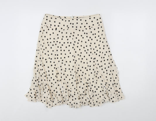 SET Womens Beige Polka Dot A-Line Ruffle Skirt Size 10