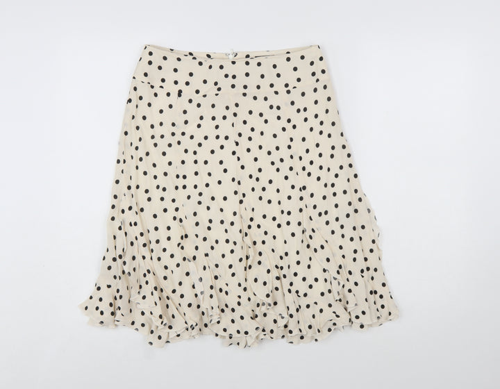 SET Womens Beige Polka Dot A-Line Ruffle Skirt Size 10