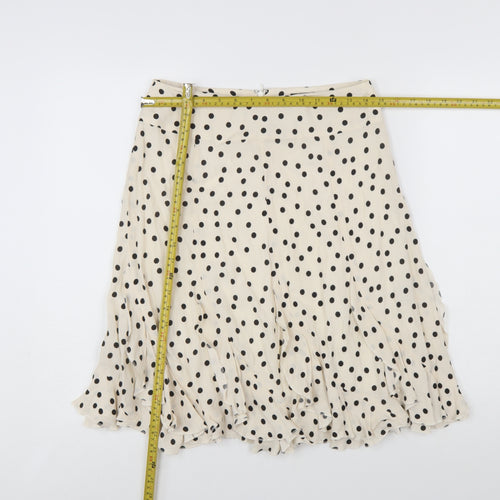 SET Womens Beige Polka Dot A-Line Ruffle Skirt Size 10
