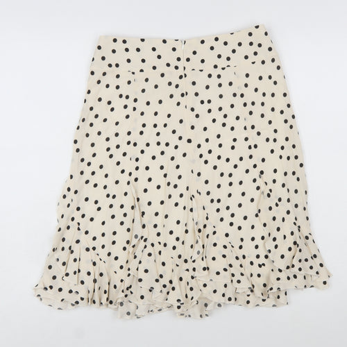 SET Womens Beige Polka Dot A-Line Ruffle Skirt Size 10