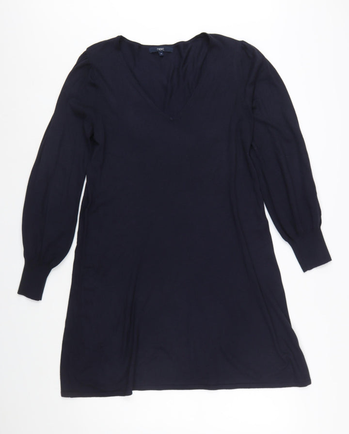 Next Women's Black Size 14 V-Neck Knit Shift Dress