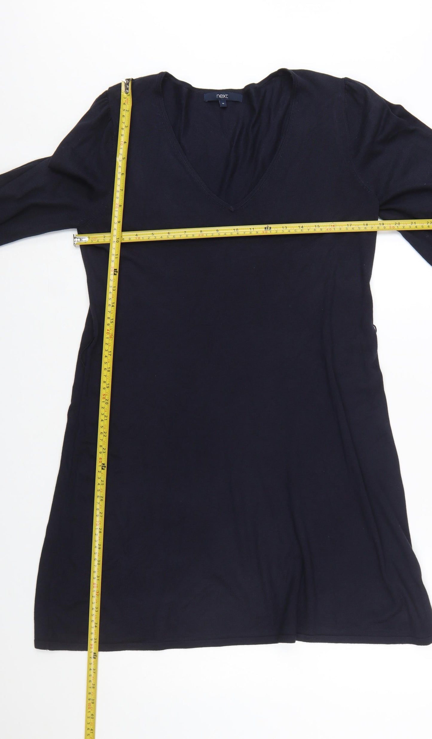 Next Women's Black Size 14 V-Neck Knit Shift Dress