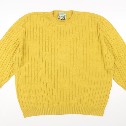 Peter Christian Men’s Yellow 4XL Cotton Cable Knit Jumper