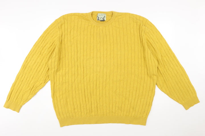 Peter Christian Men’s Yellow 4XL Cotton Cable Knit Jumper