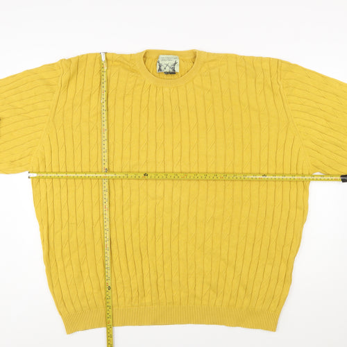 Peter Christian Men’s Yellow 4XL Cotton Cable Knit Jumper