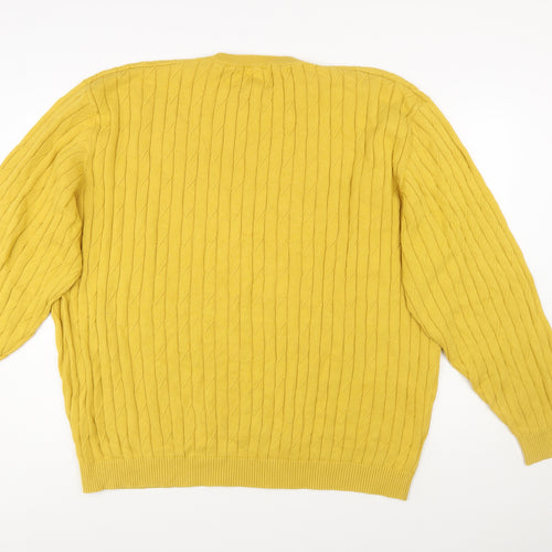 Peter Christian Men’s Yellow 4XL Cotton Cable Knit Jumper
