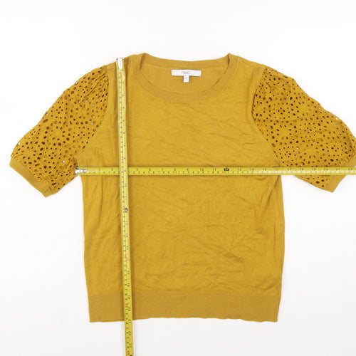 Next Women's Yellow Short Sleeve Puff Knit Jumper Size 12