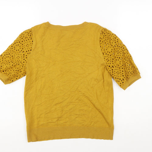Next Women's Yellow Short Sleeve Puff Knit Jumper Size 12