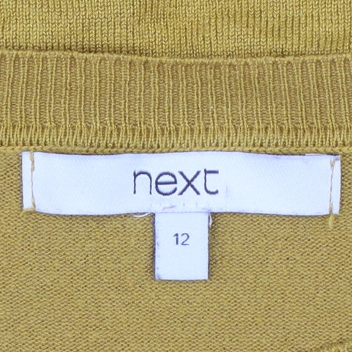 Next Women's Yellow Short Sleeve Puff Knit Jumper Size 12