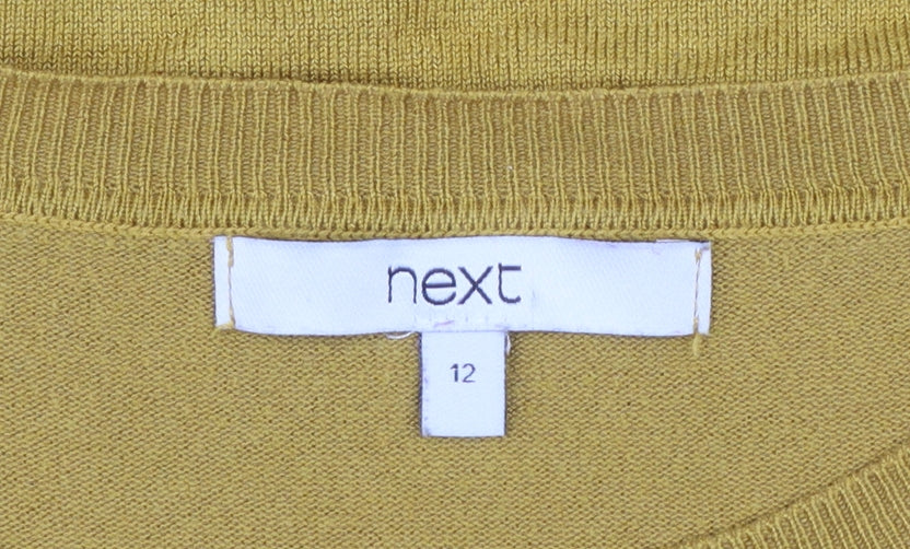 Next Women's Yellow Short Sleeve Puff Knit Jumper Size 12