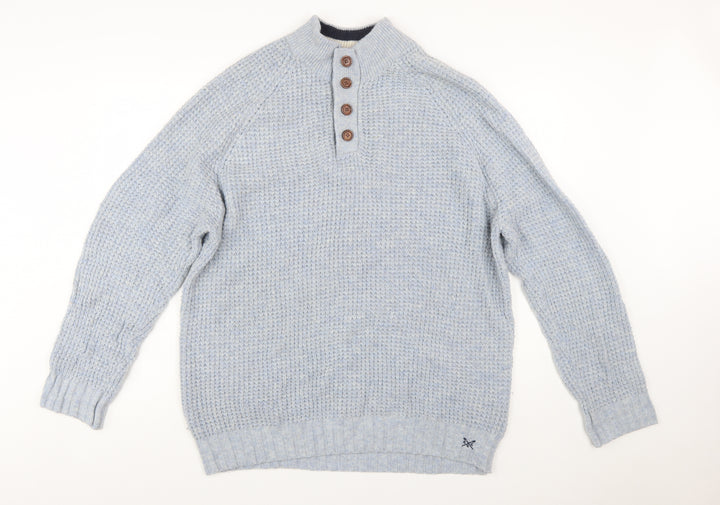 Crew Clothing Company Men's Blue 2XL Wool Henley Jumper