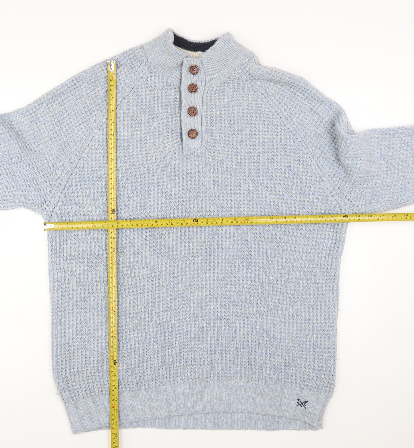 Crew Clothing Company Men's Blue 2XL Wool Henley Jumper