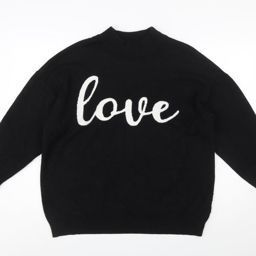 Wallis Women Black Love Pullover Jumper L Viscose Blend Knit