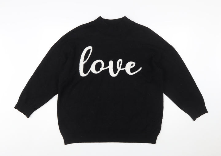 Wallis Women Black Love Pullover Jumper L Viscose Blend Knit