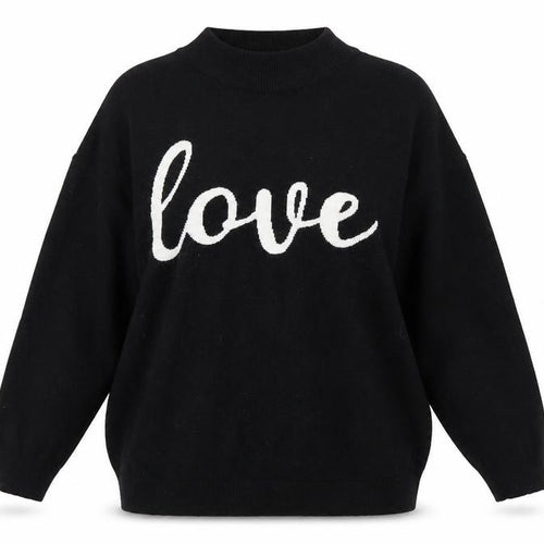 Wallis Women Black Love Pullover Jumper L Viscose Blend Knit