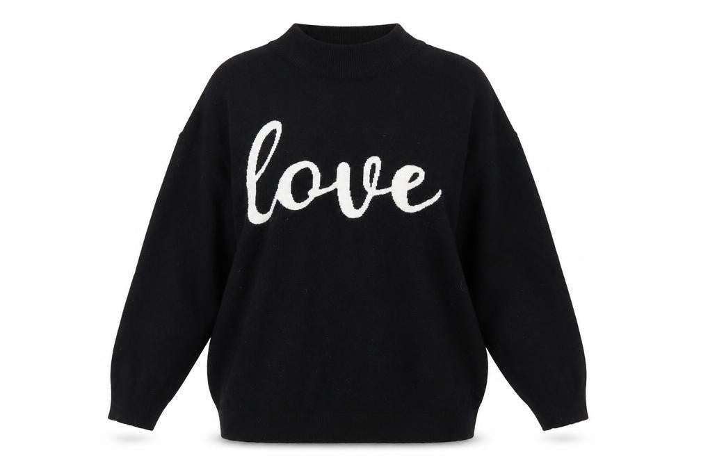 Wallis Women Black Love Pullover Jumper L Viscose Blend Knit