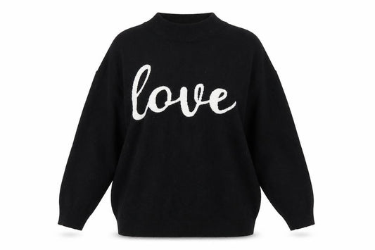 Front view of Wallis Women Black Love jumper L Viscose Blend Knit