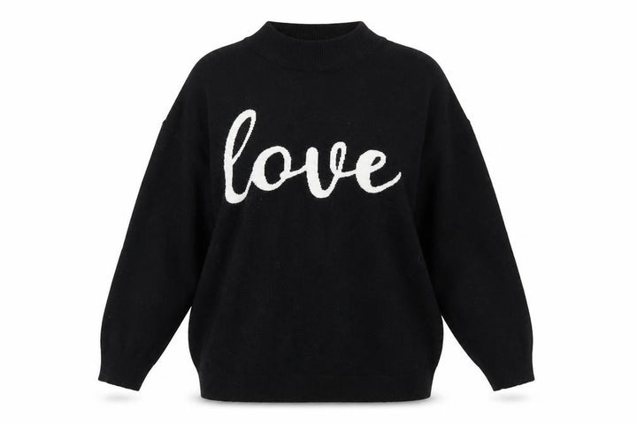 Wallis Women Black Love Pullover Jumper L Viscose Blend Knit
