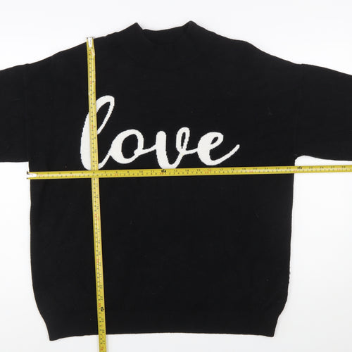 Wallis Women Black Love Pullover Jumper L Viscose Blend Knit